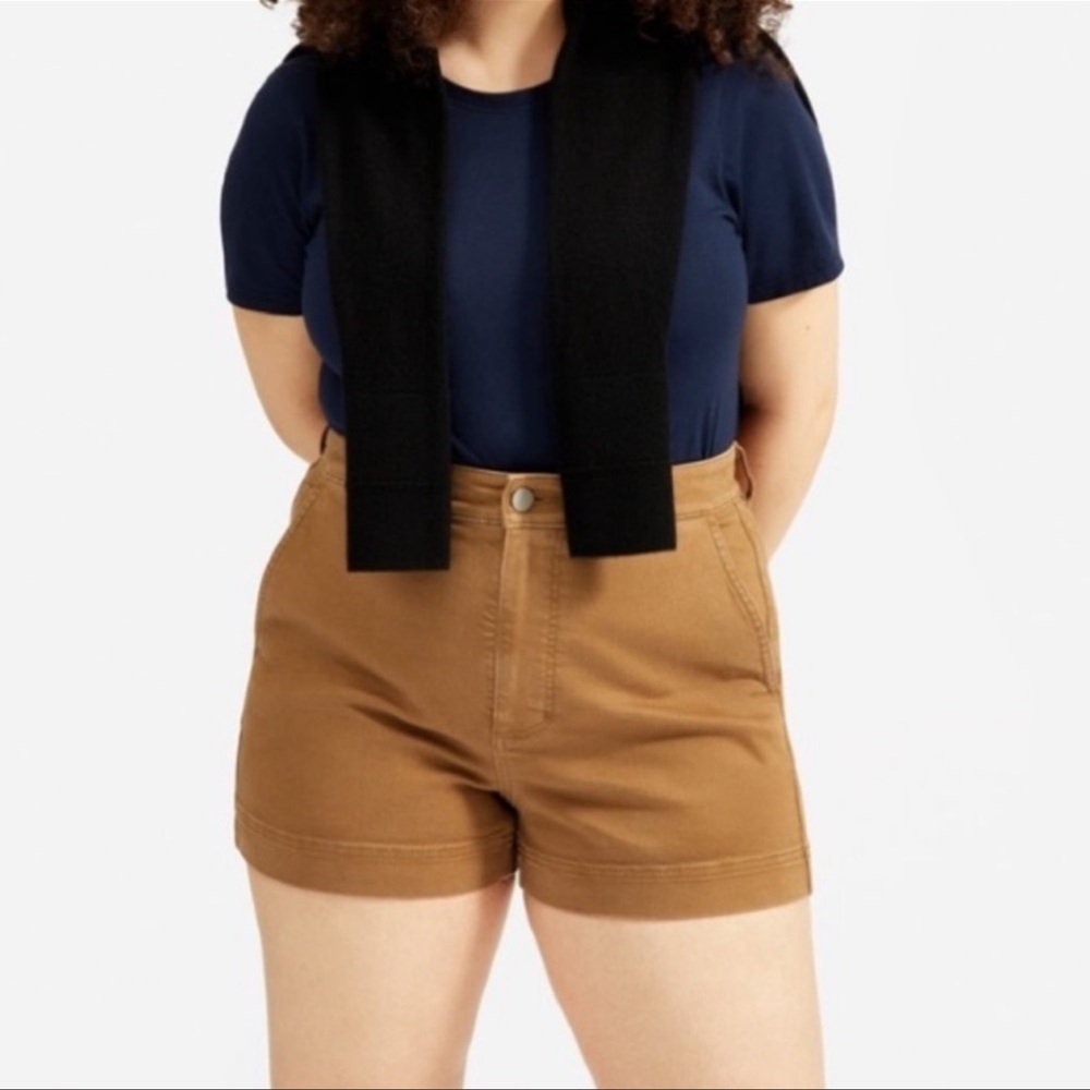 Everlane the Cotton Stretch Twill Shorts Acorn High Rise Womens Size 6